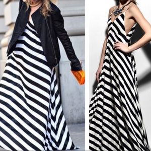 A.L.C. Chevron Striped Navy & White Maxi Dress Sm